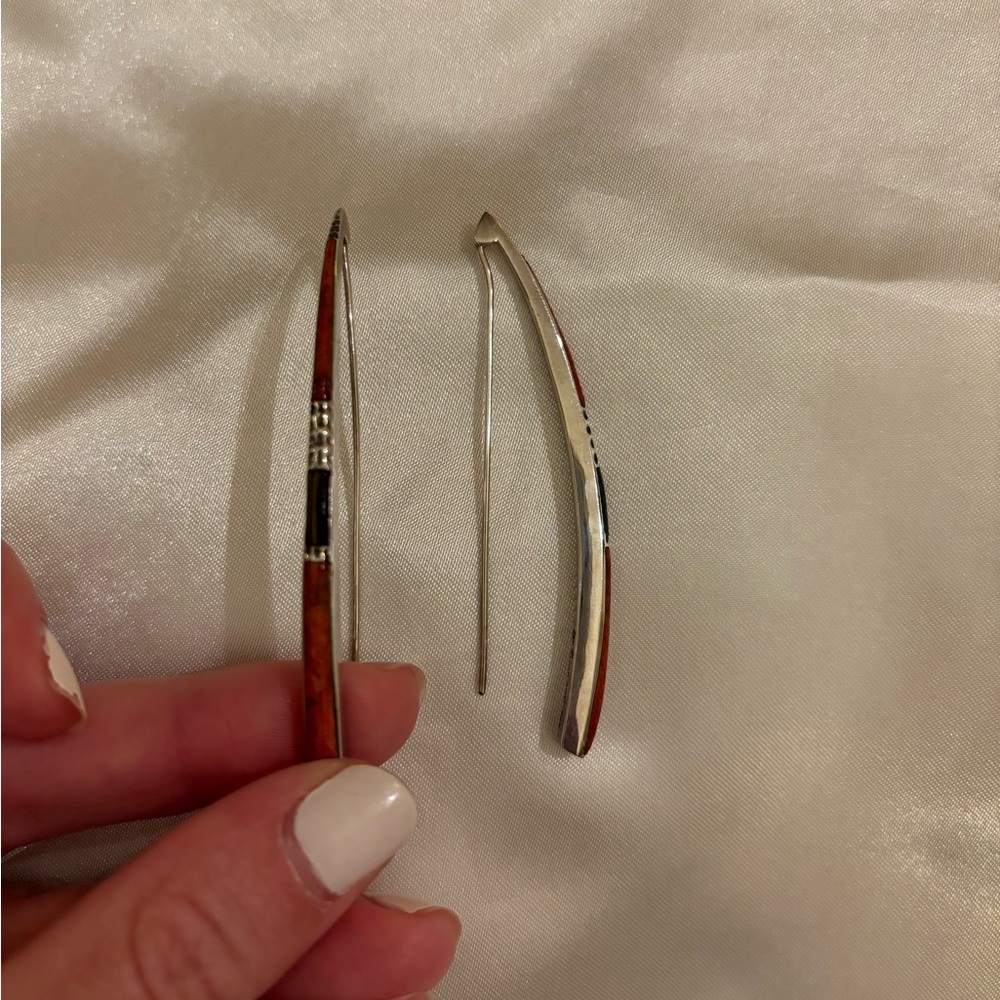 Silpada Corral, Sterling Silver and Wood Earrings